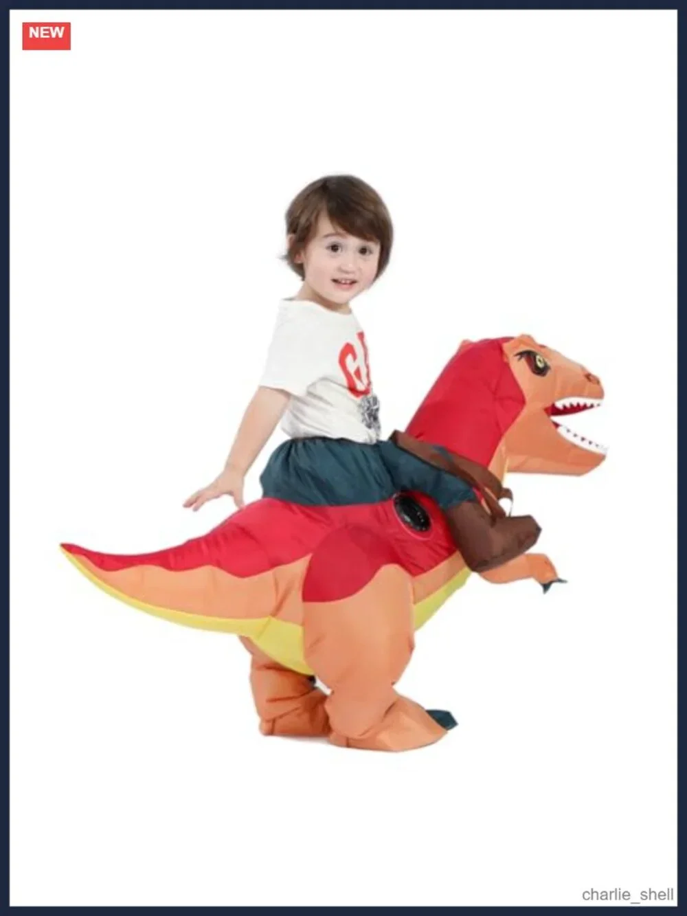 Inflatable Dinosaur Costume Kids Toddler Polyester Spandex Ride On Cosplay